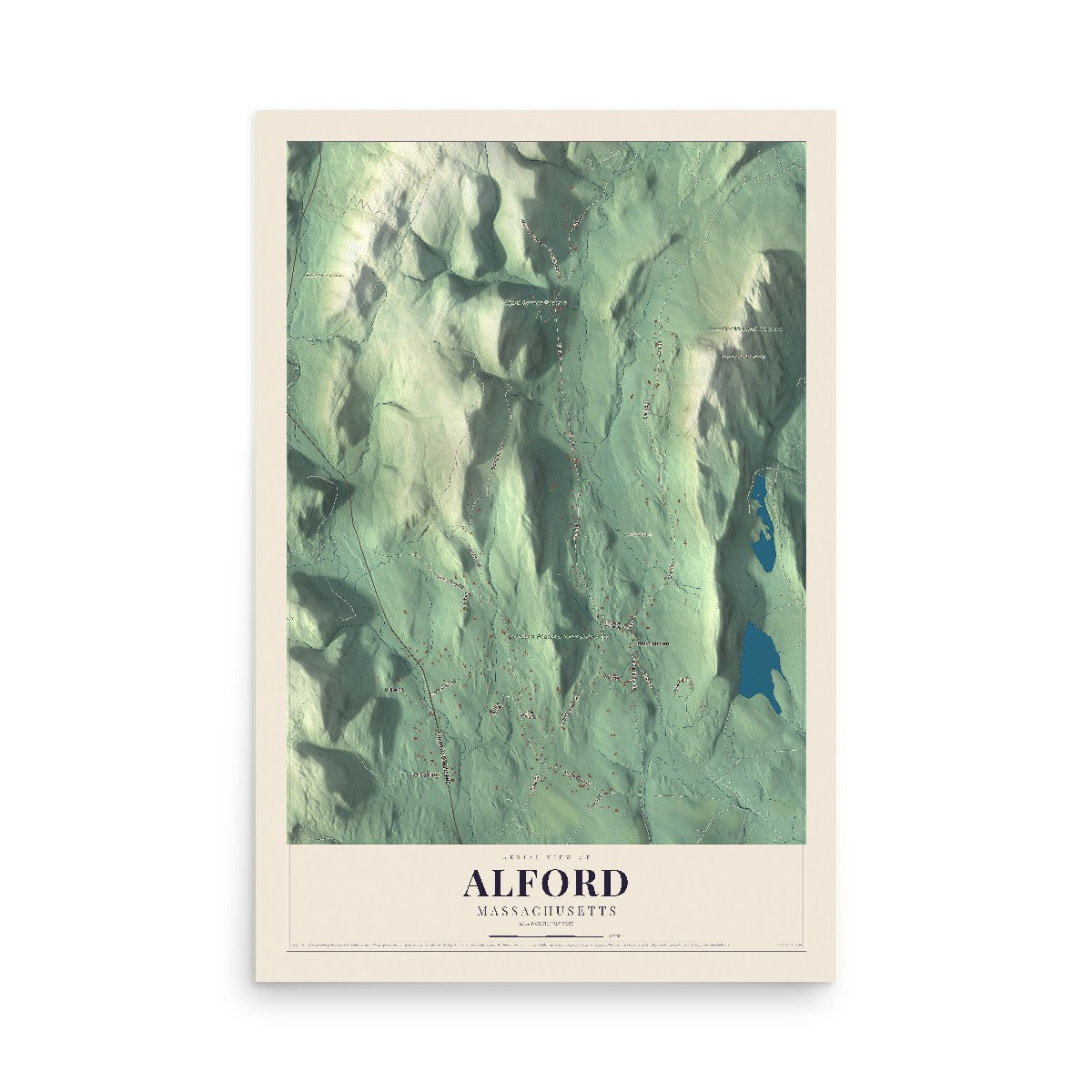 Map of Alford, Massachusetts, 12 x 18 inch unframed archival matte print