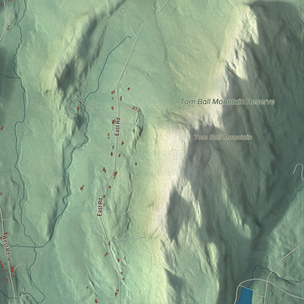 Close-up of the map of Alford, Massachusetts print showing terrain and local geography