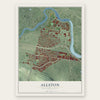 Allston, Massachusetts map print, the full design