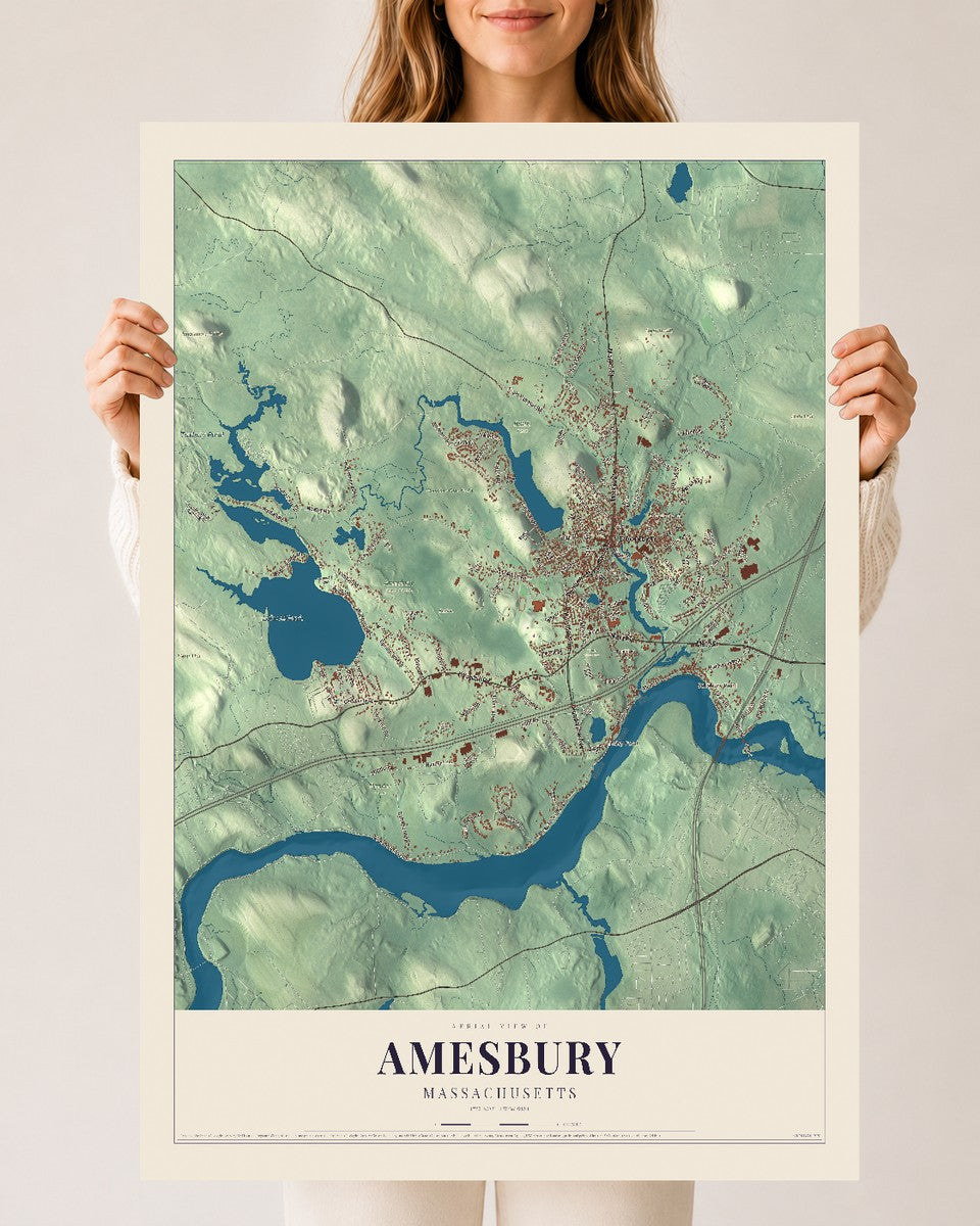 Amesbury, Massachusetts map print - 24 x 36 archival matte print