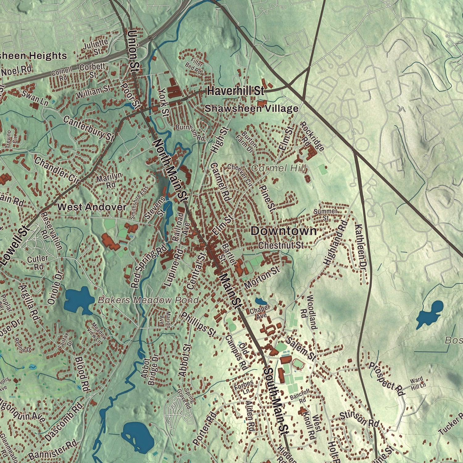 Street and neighborhood detail from the Andover, Massachusetts map
