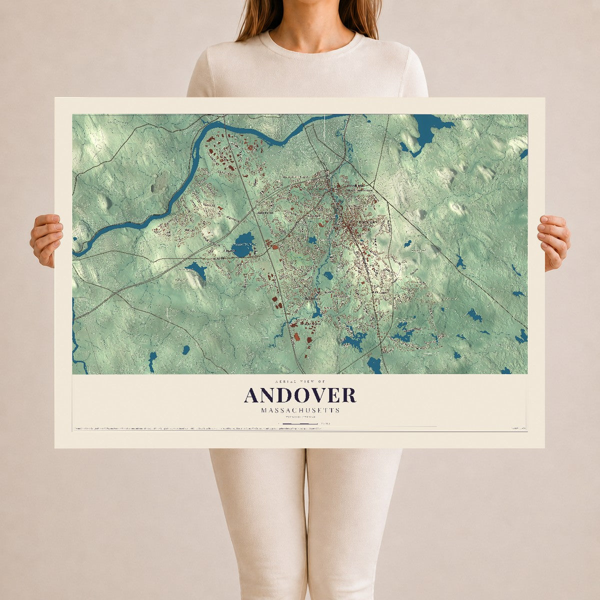 Andover, Massachusetts map print - 24 x 36 archival matte print