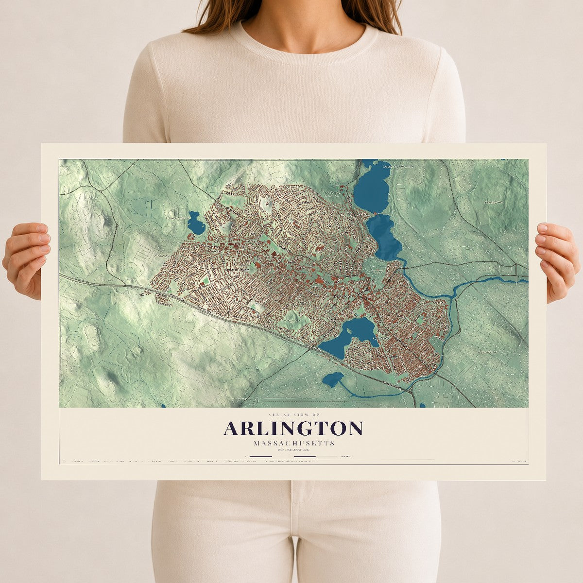 Arlington, Massachusetts map print - 12 x 18 archival matte print