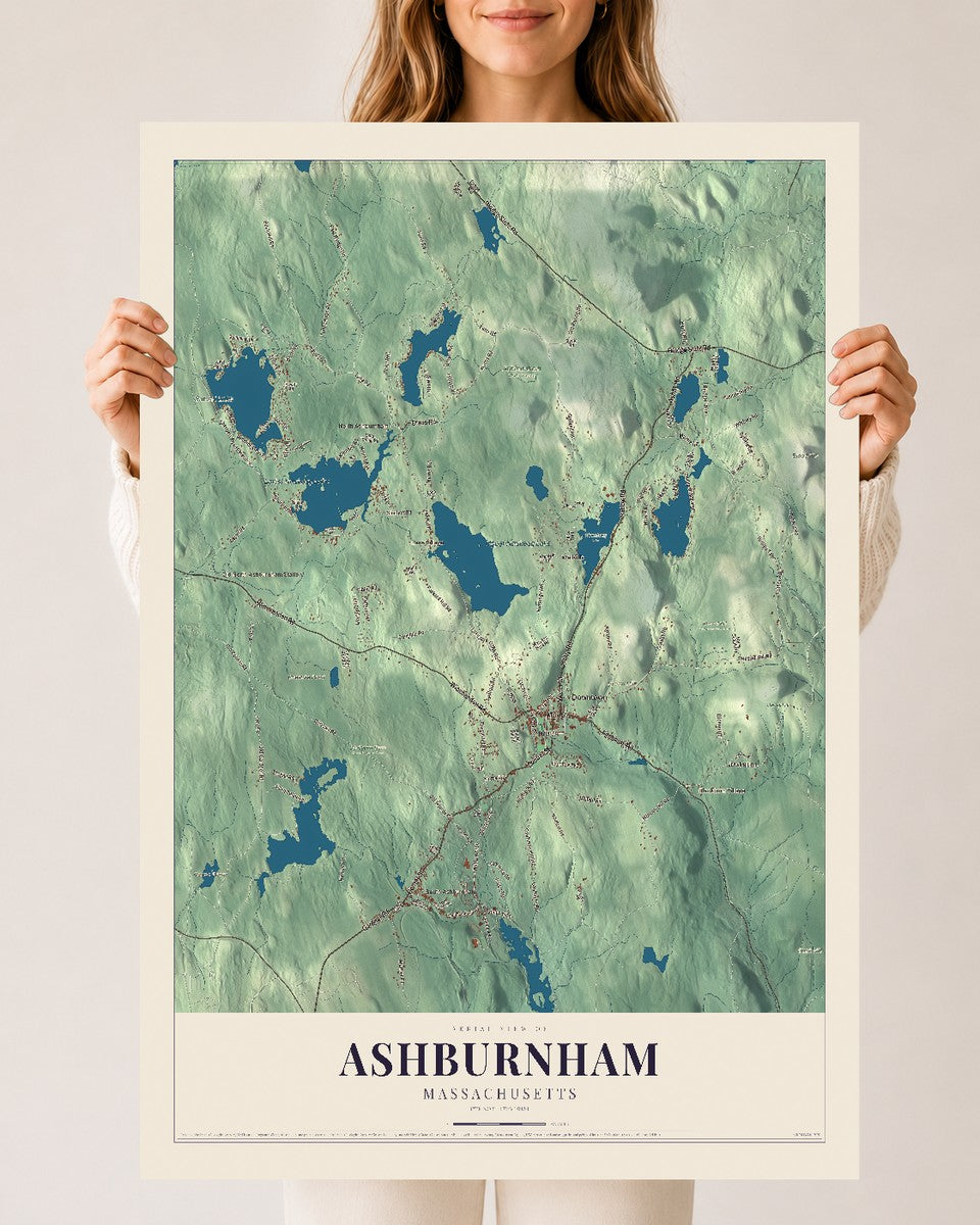 Ashburnham, Massachusetts map print - 24 x 36 archival matte print