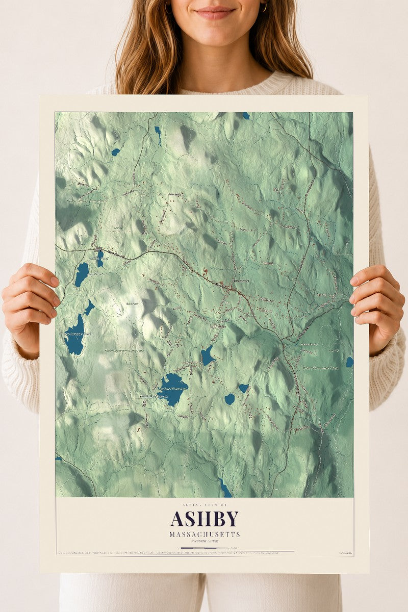 Ashby, Massachusetts map print - 18 x 24 archival matte print