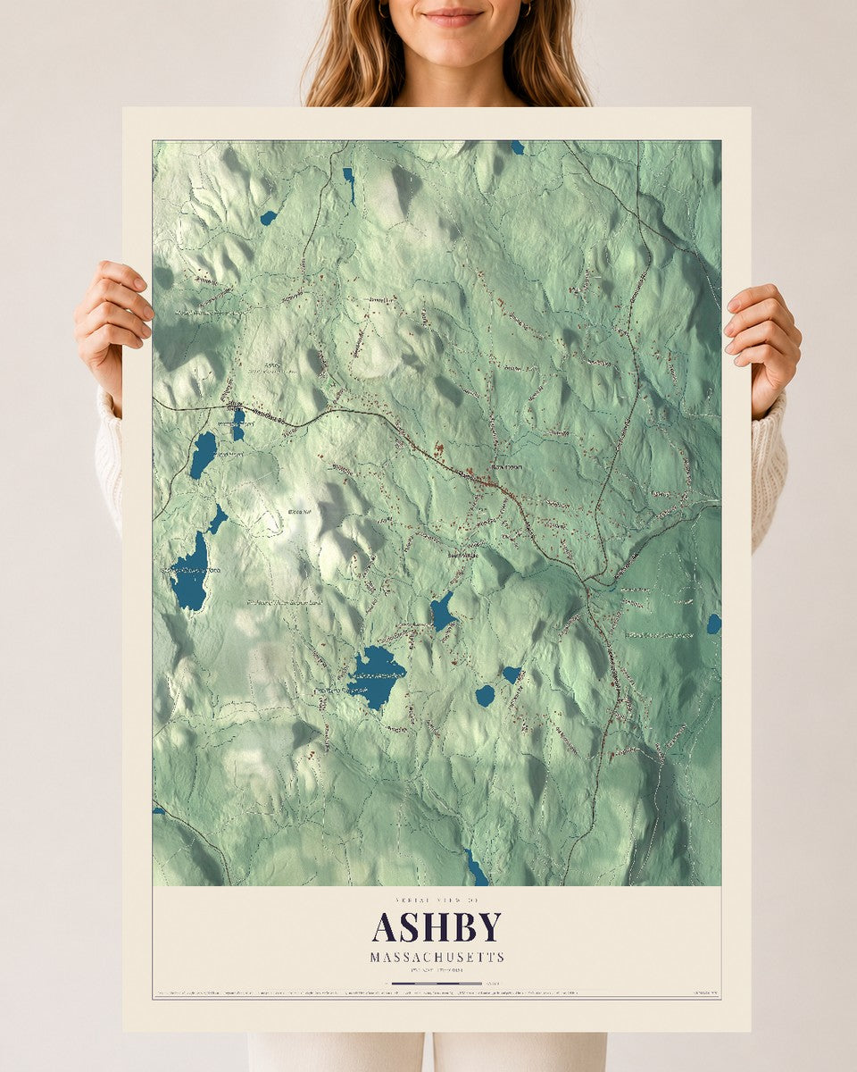 Ashby, Massachusetts map print - 24 x 36 archival matte print