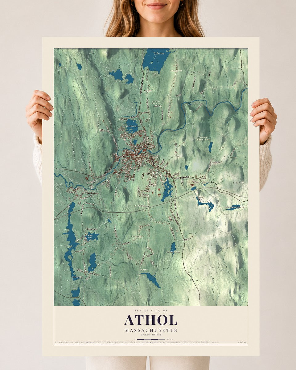 Athol, Massachusetts map print - 24 x 36 archival matte print