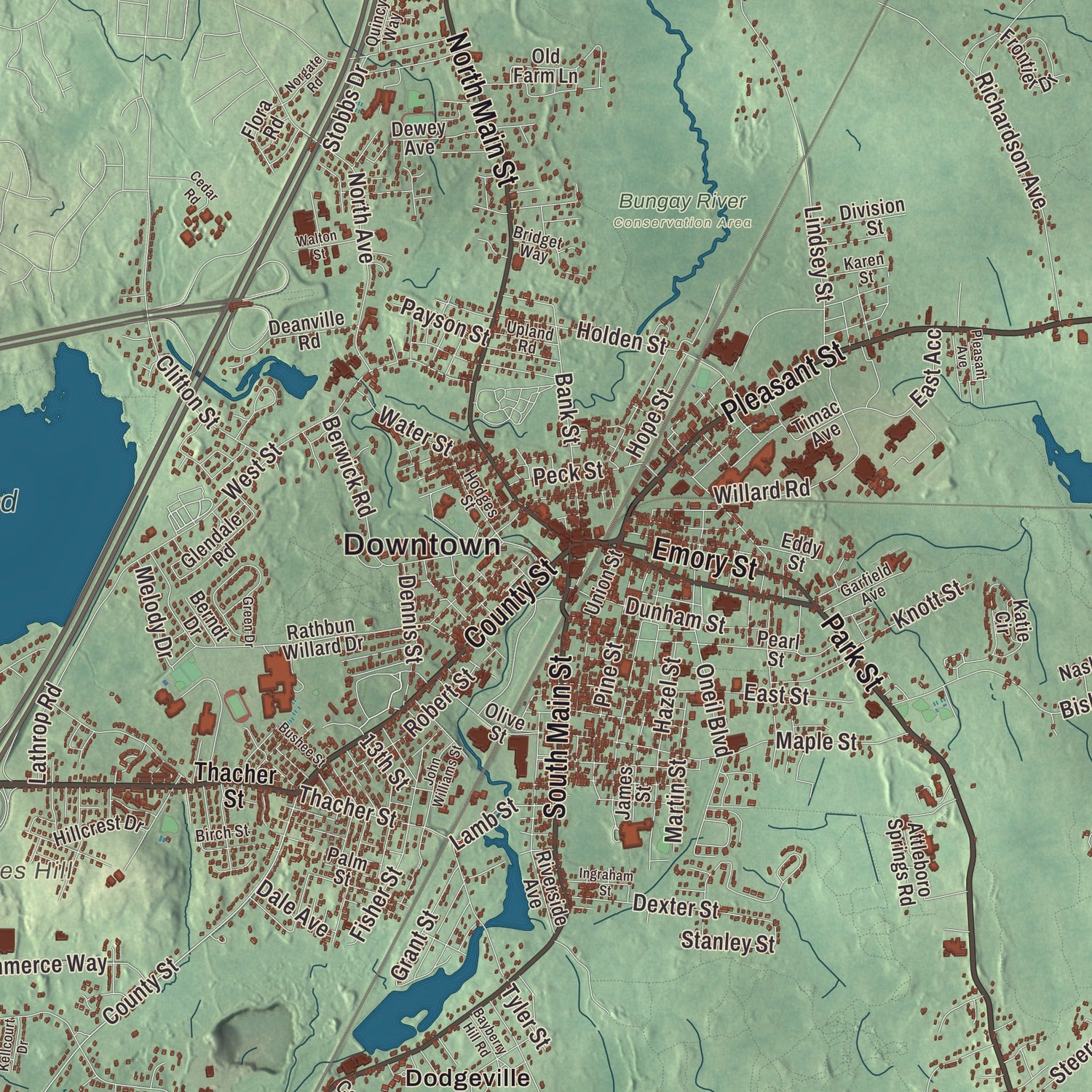 Street and neighborhood detail from the Attleboro, Massachusetts map