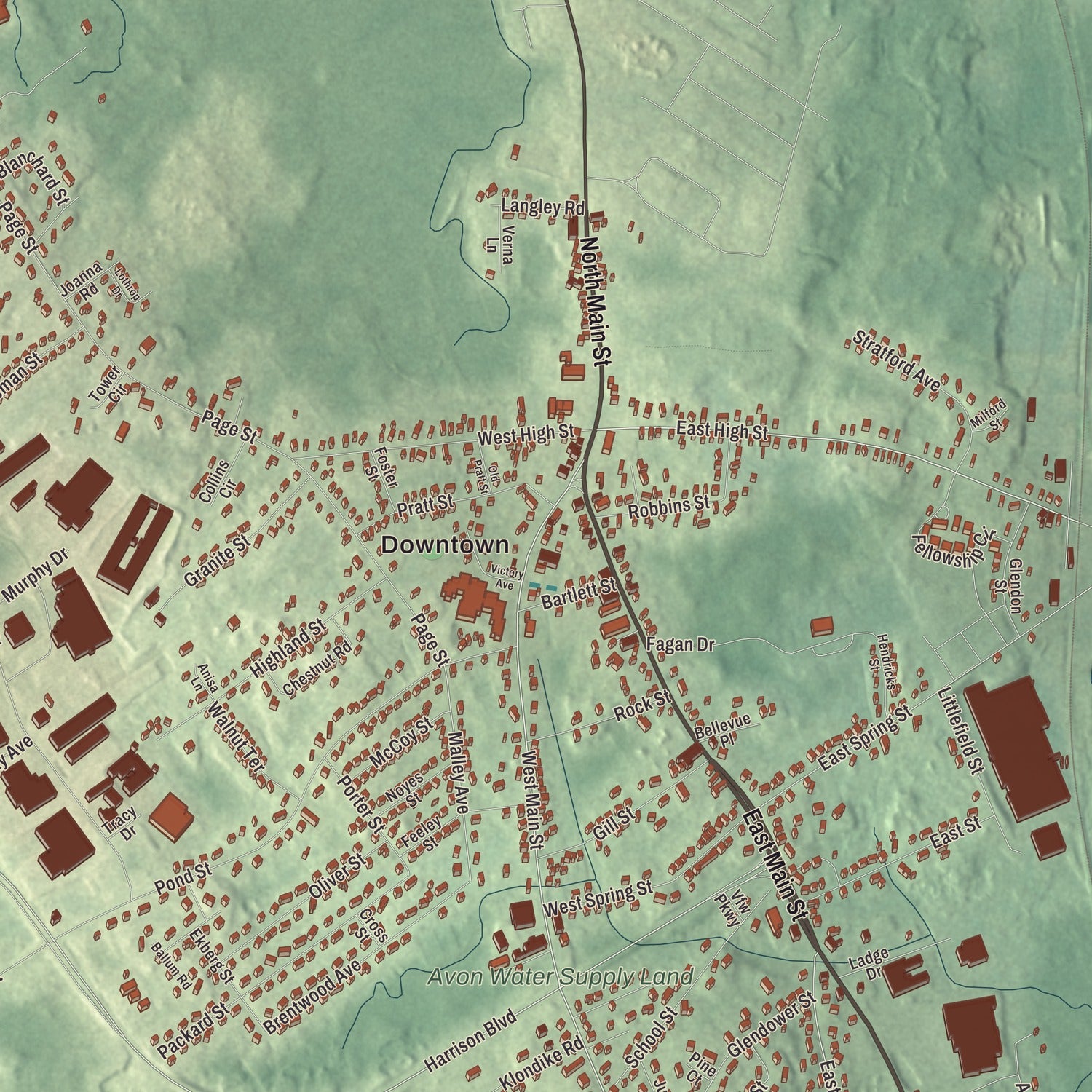 Street and neighborhood detail from the Avon, Massachusetts map