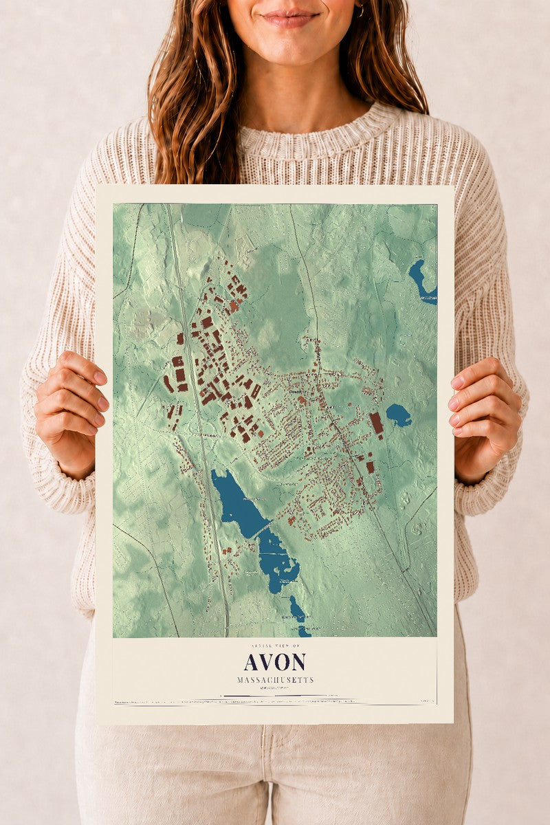 Avon, Massachusetts map print - 12 x 18 archival matte print