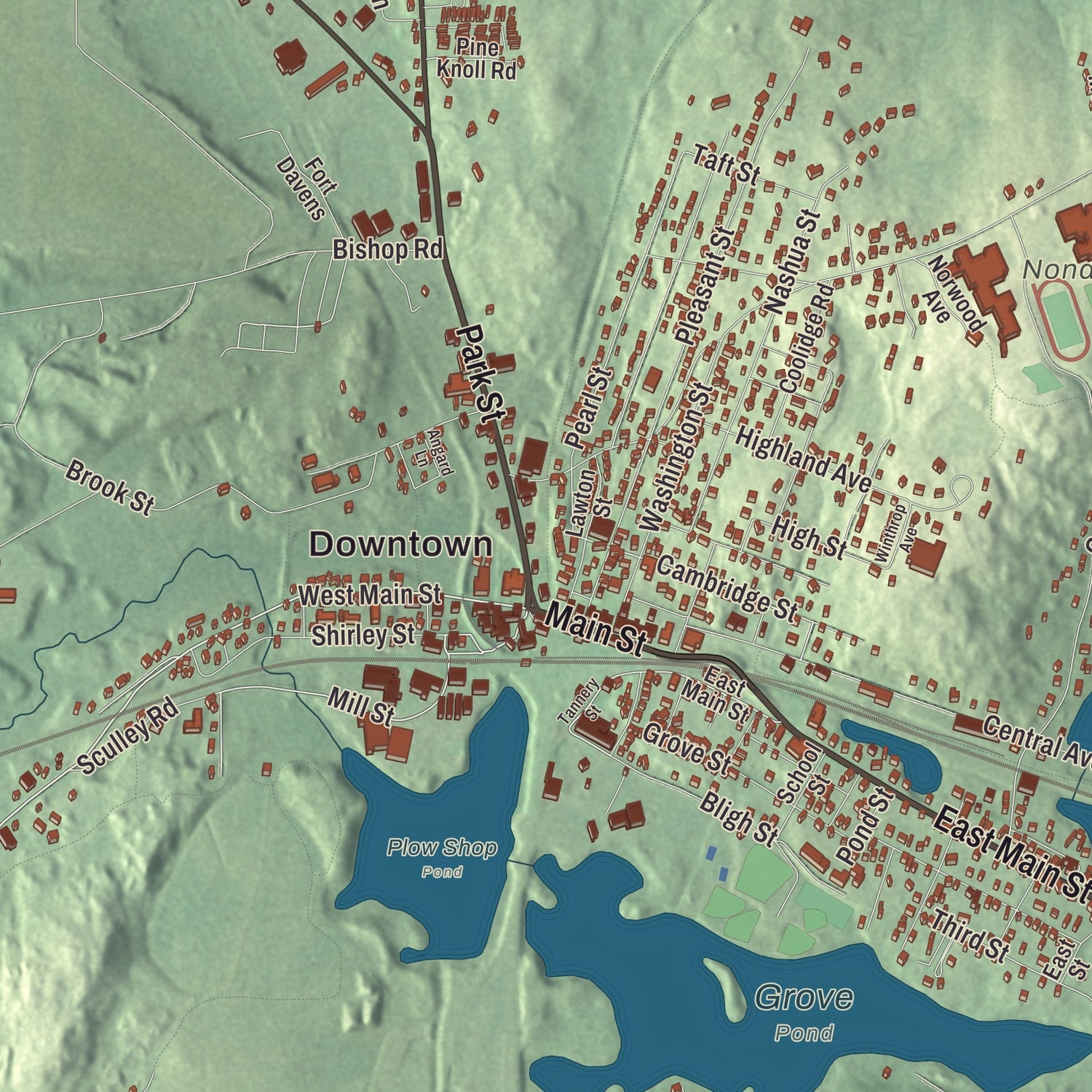 Street and neighborhood detail from the Ayer, Massachusetts map