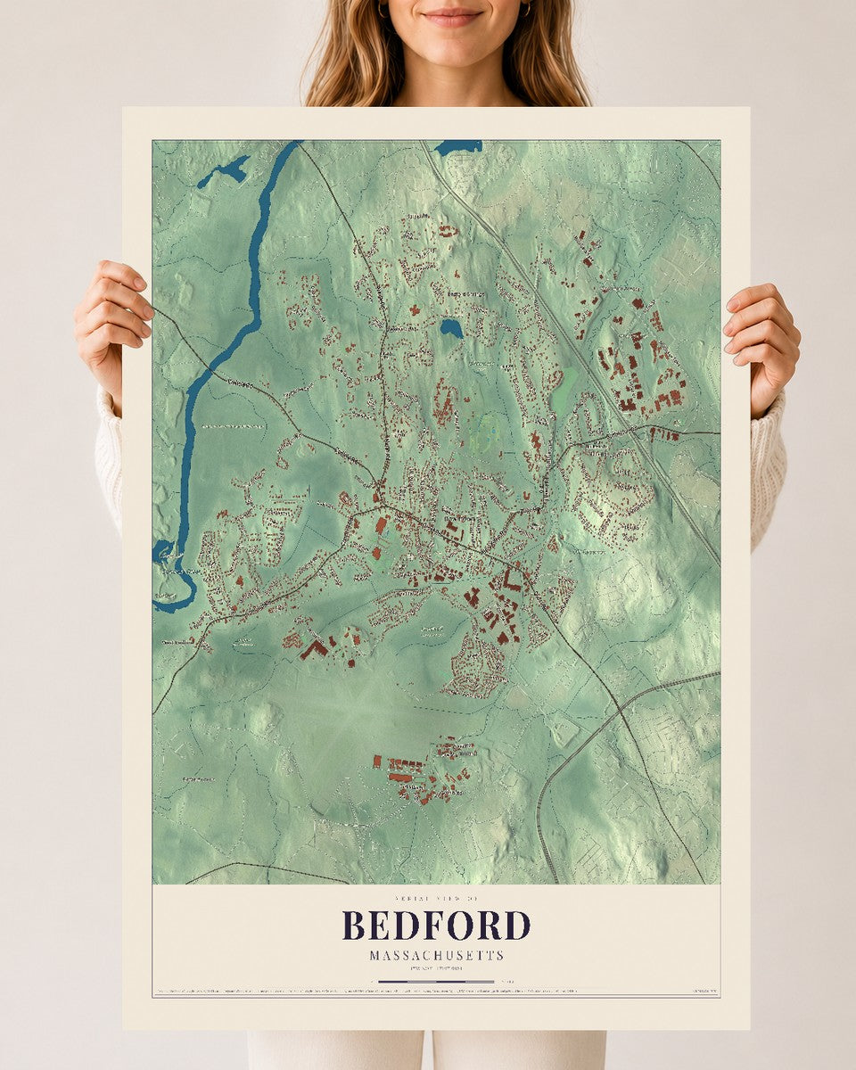 Bedford, Massachusetts map print - 24 x 36 archival matte print