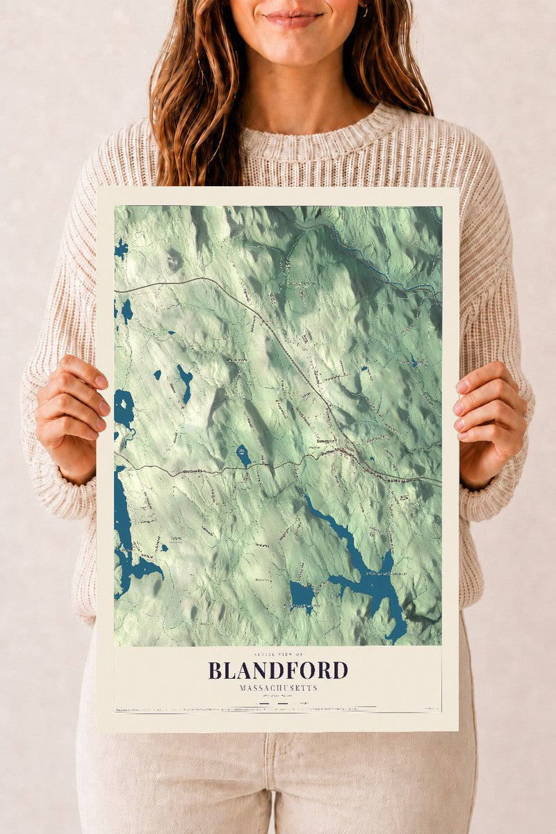 Blandford, Massachusetts map print - 12 x 18 archival matte print