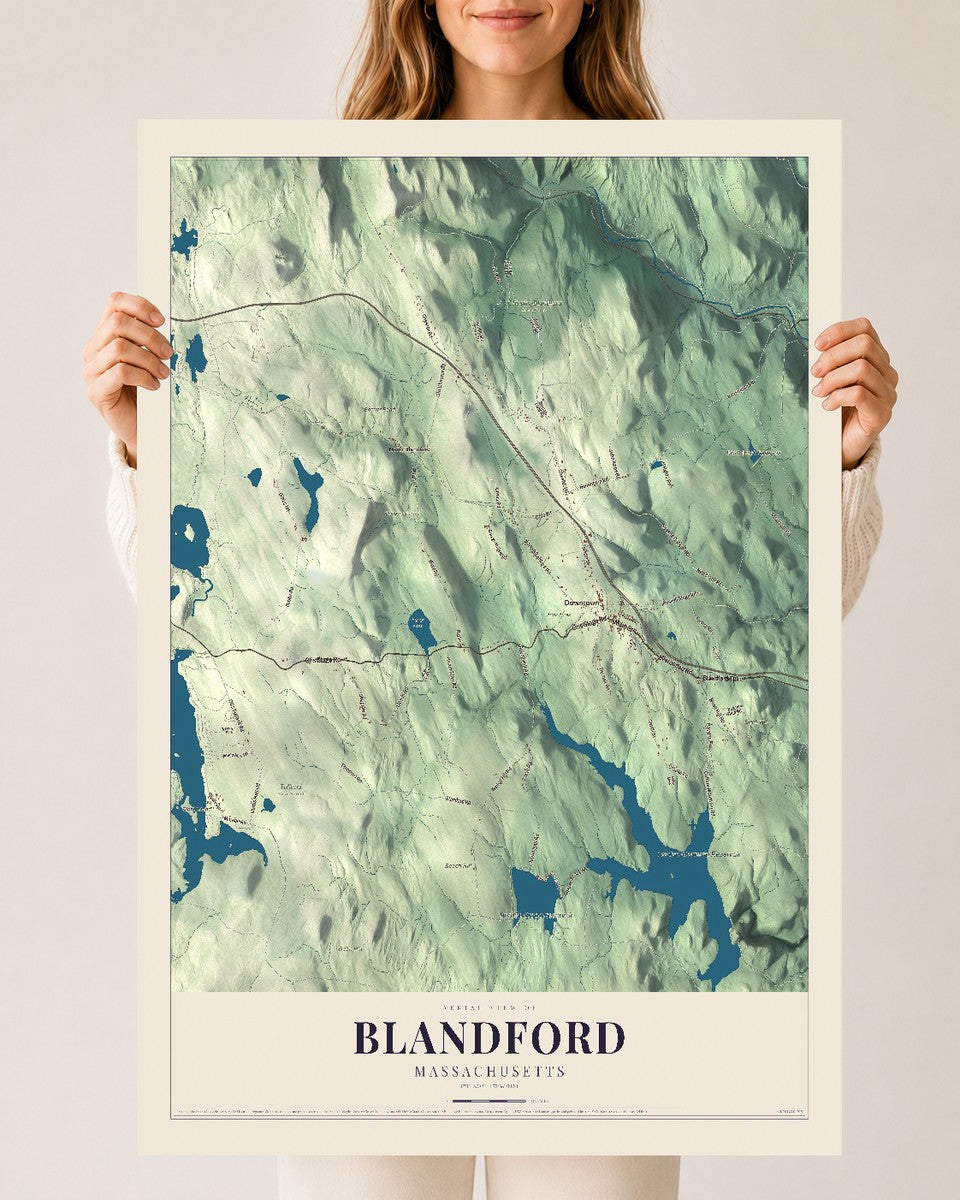 Blandford, Massachusetts map print - 24 x 36 archival matte print