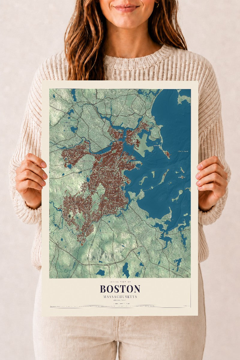 Boston, Massachusetts map print - 12 x 18 archival matte print