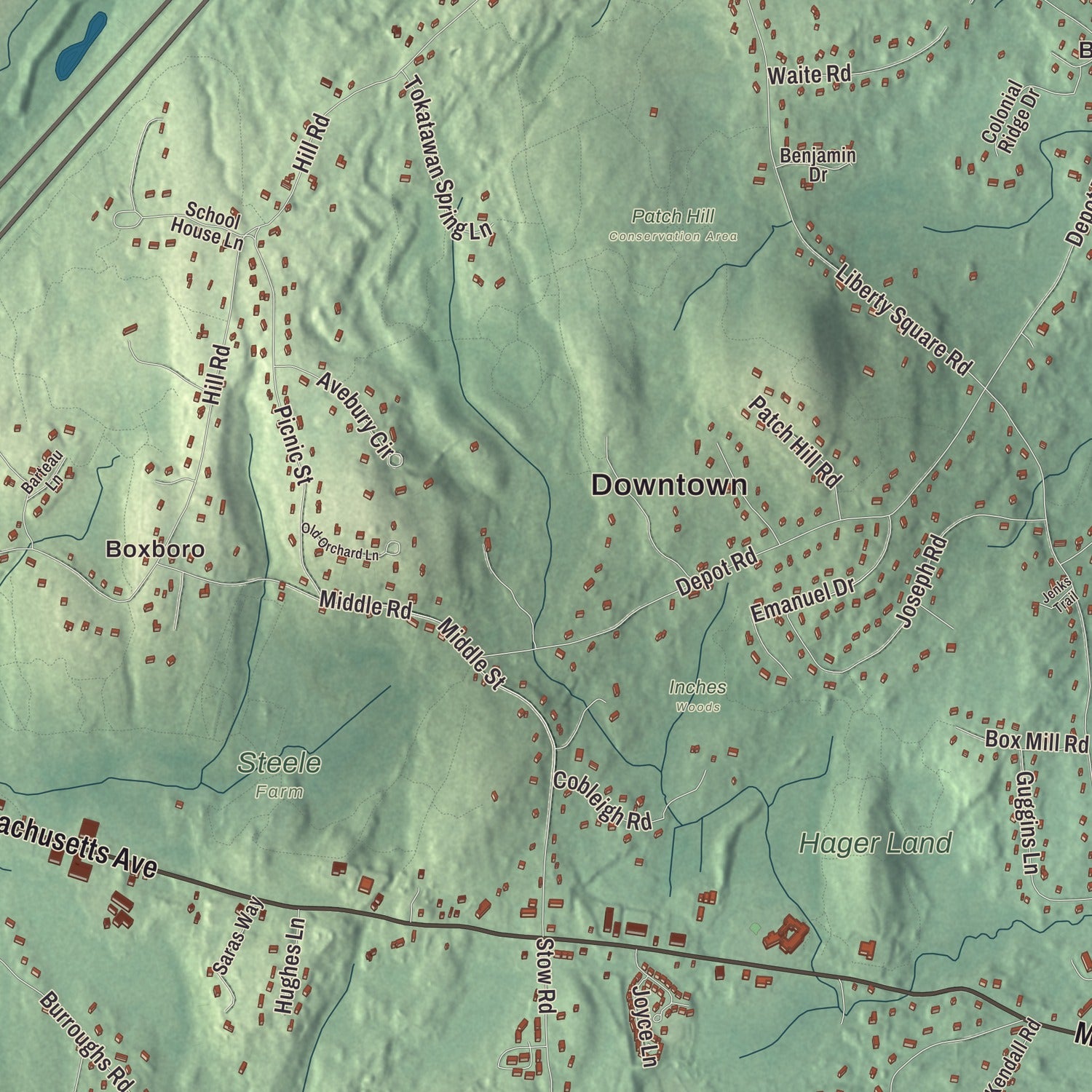 Street and neighborhood detail from the Boxborough, Massachusetts map