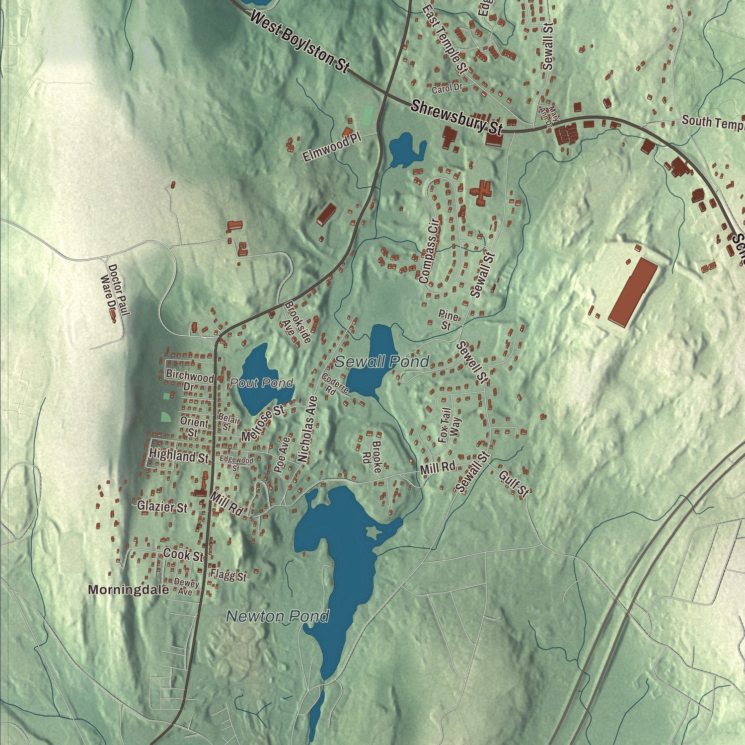 Street and neighborhood detail from the Boylston, Massachusetts map