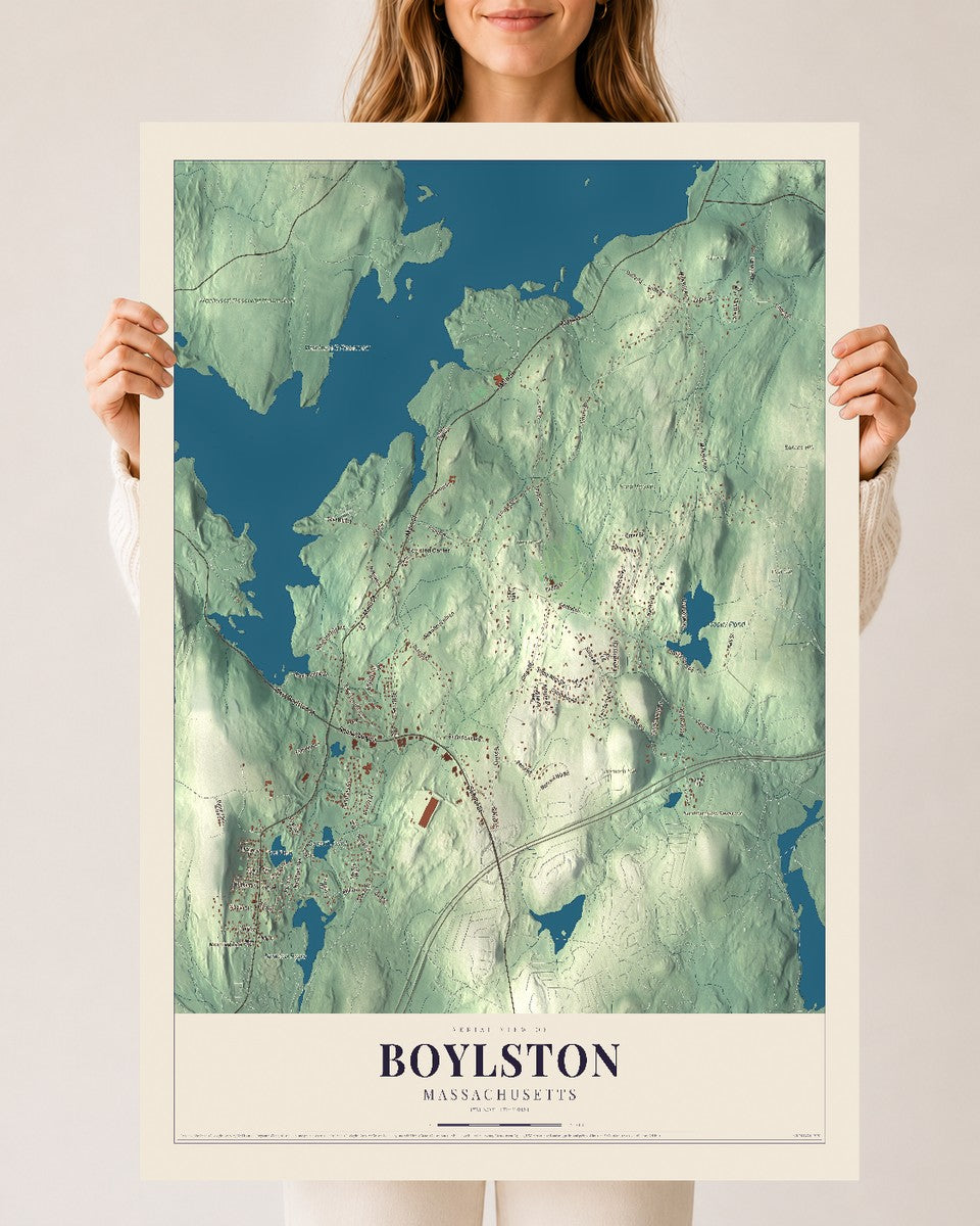 Boylston, Massachusetts map print - 24 x 36 archival matte print