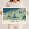 Map of Brewster, Massachusetts, 12 x 18 inch unframed archival matte print