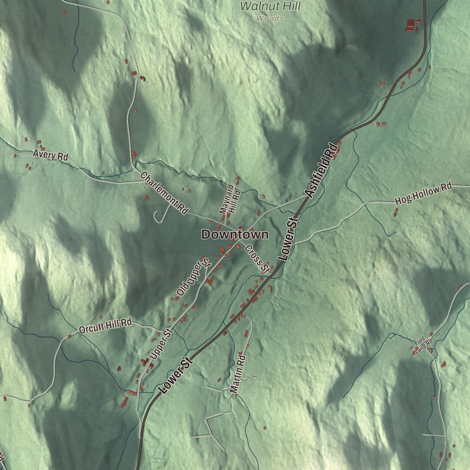 Street and neighborhood detail from the Buckland, Massachusetts map