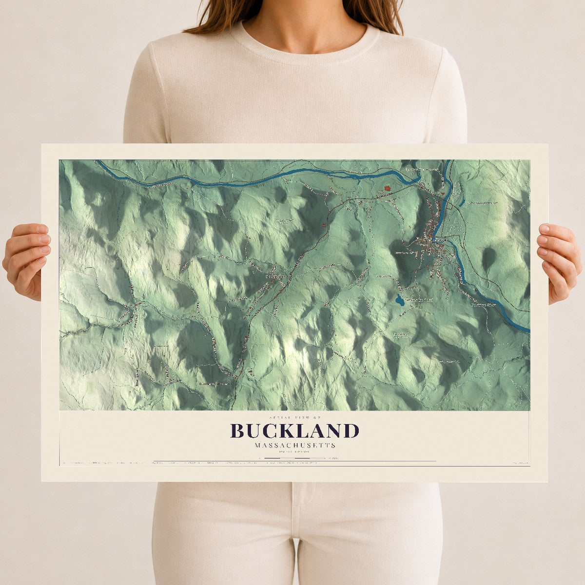 Buckland, Massachusetts map print - 12 x 18 archival matte print