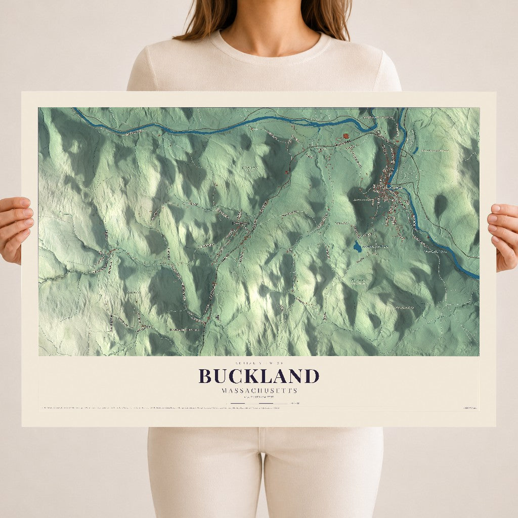 Buckland, Massachusetts map print - 18 x 24 archival matte print