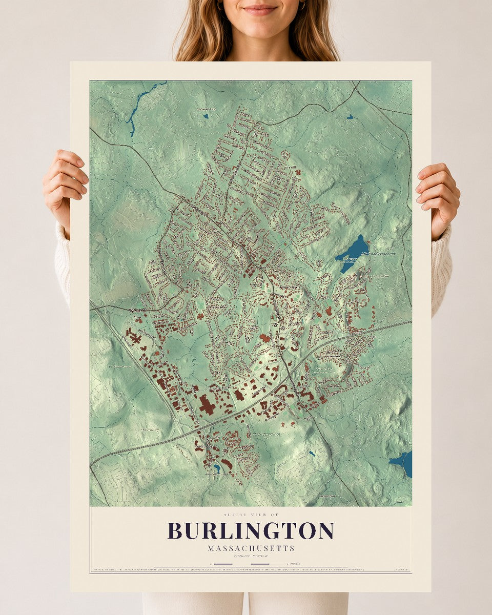 Burlington, Massachusetts map print - 24 x 36 archival matte print