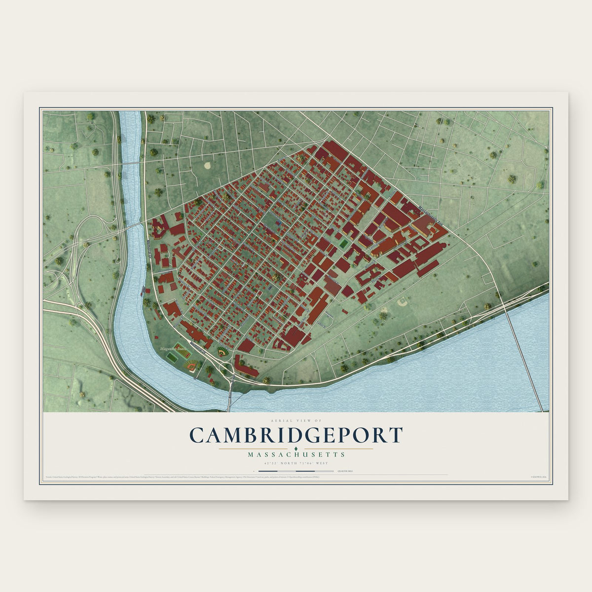 Cambridgeport, Massachusetts map print, the full design