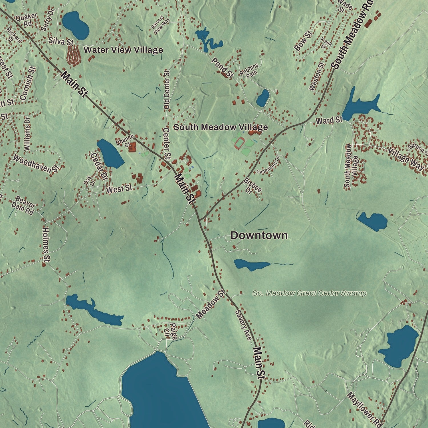 Street and neighborhood detail from the Carver, Massachusetts map