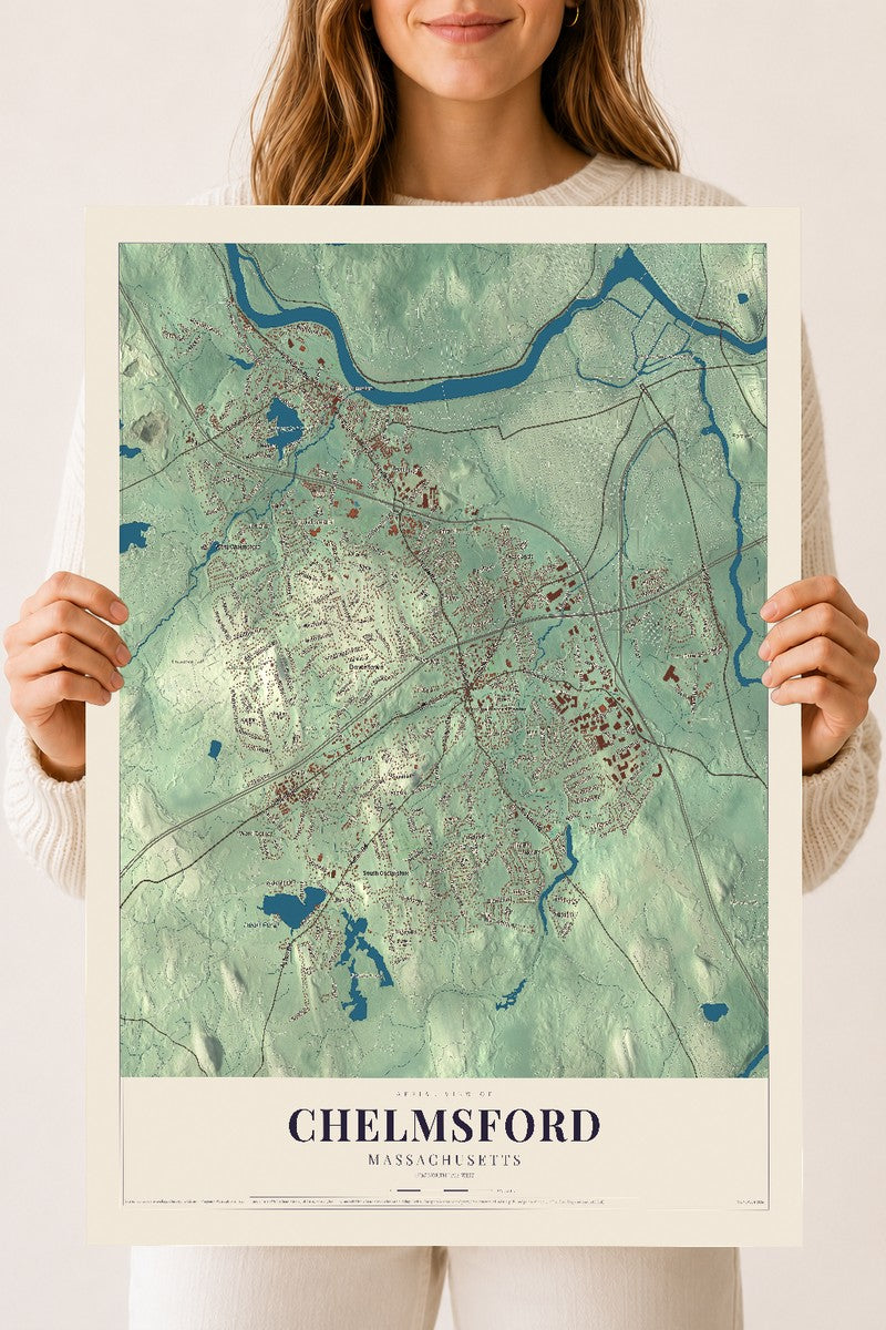Chelmsford, Massachusetts map print - 18 x 24 archival matte print