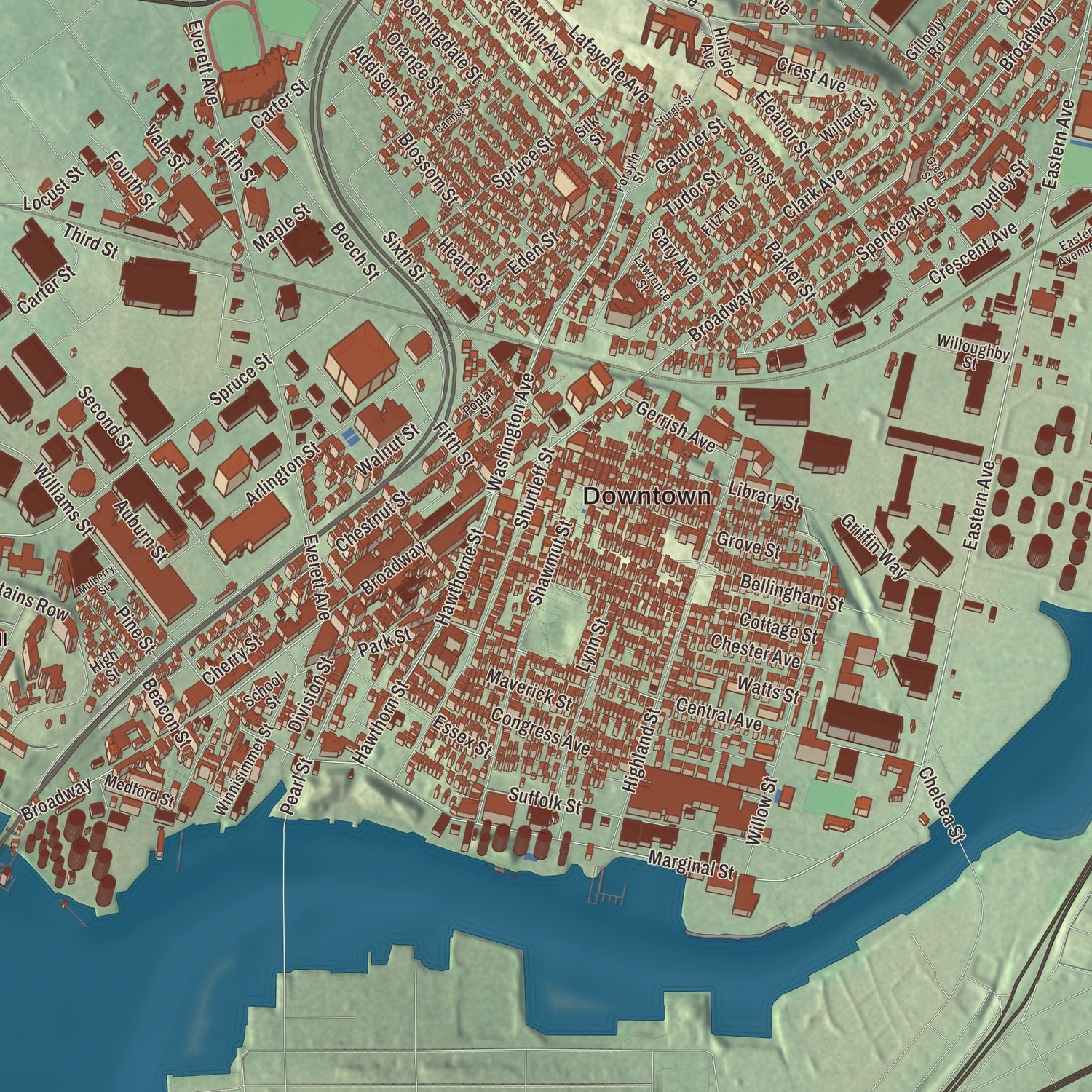 Street and neighborhood detail from the Chelsea, Massachusetts map