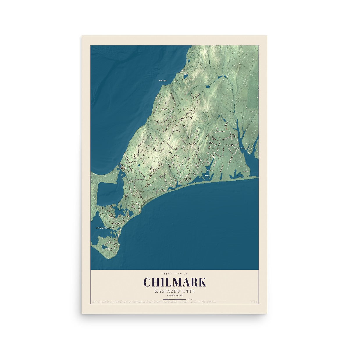 Map of Chilmark, Massachusetts, 12 x 18 inch unframed archival matte print