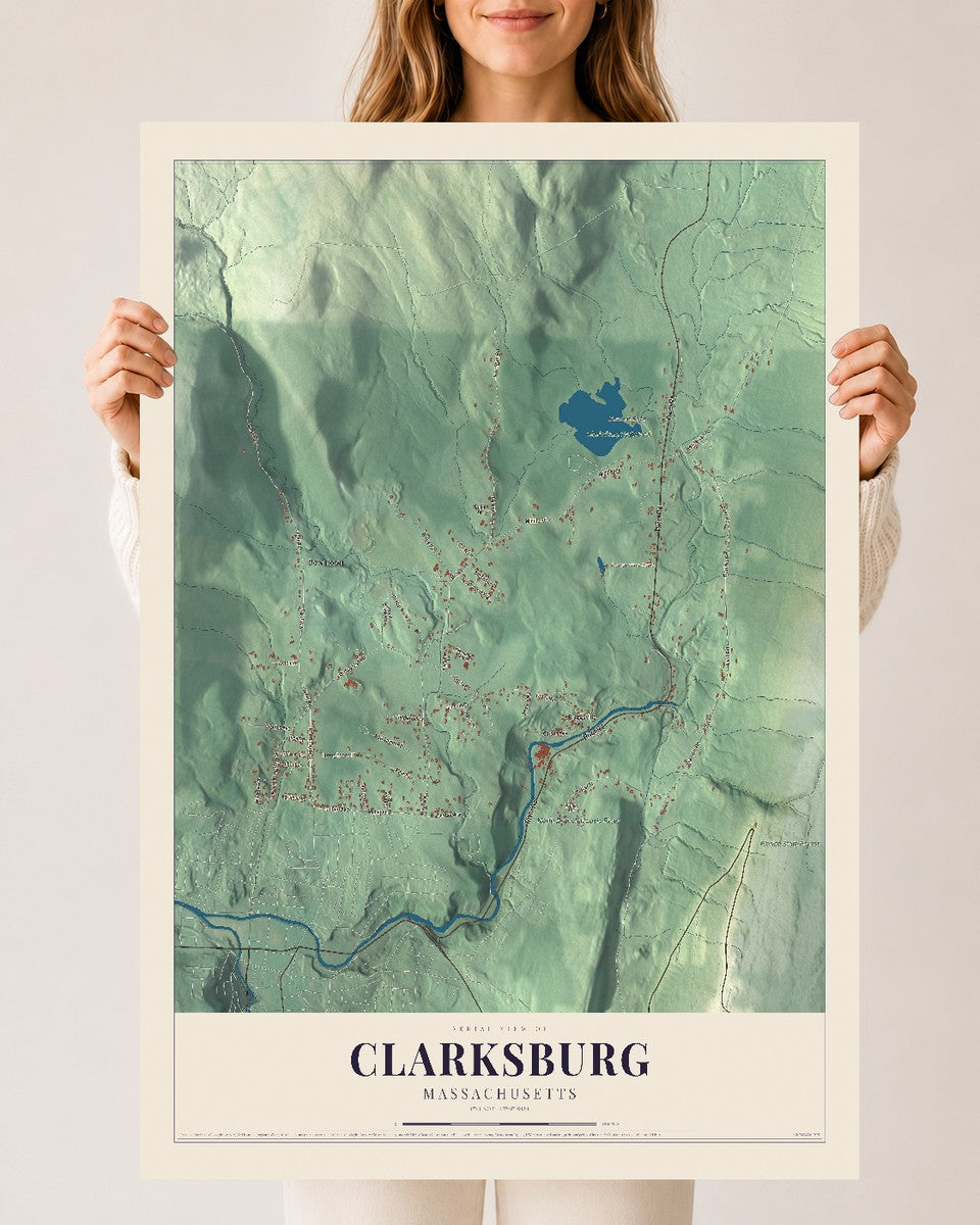 Clarksburg, Massachusetts map print - 24 x 36 archival matte print