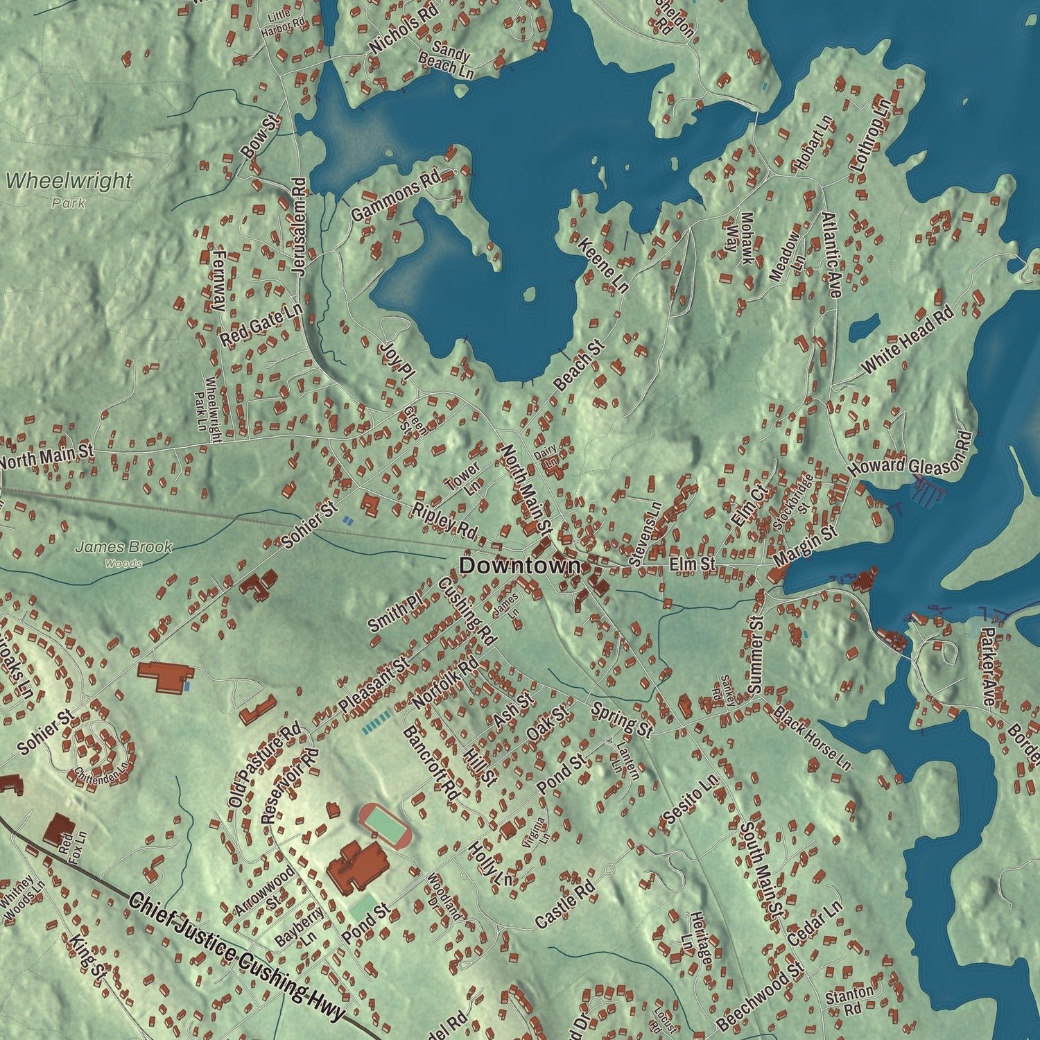 Street and neighborhood detail from the Cohasset, Massachusetts map