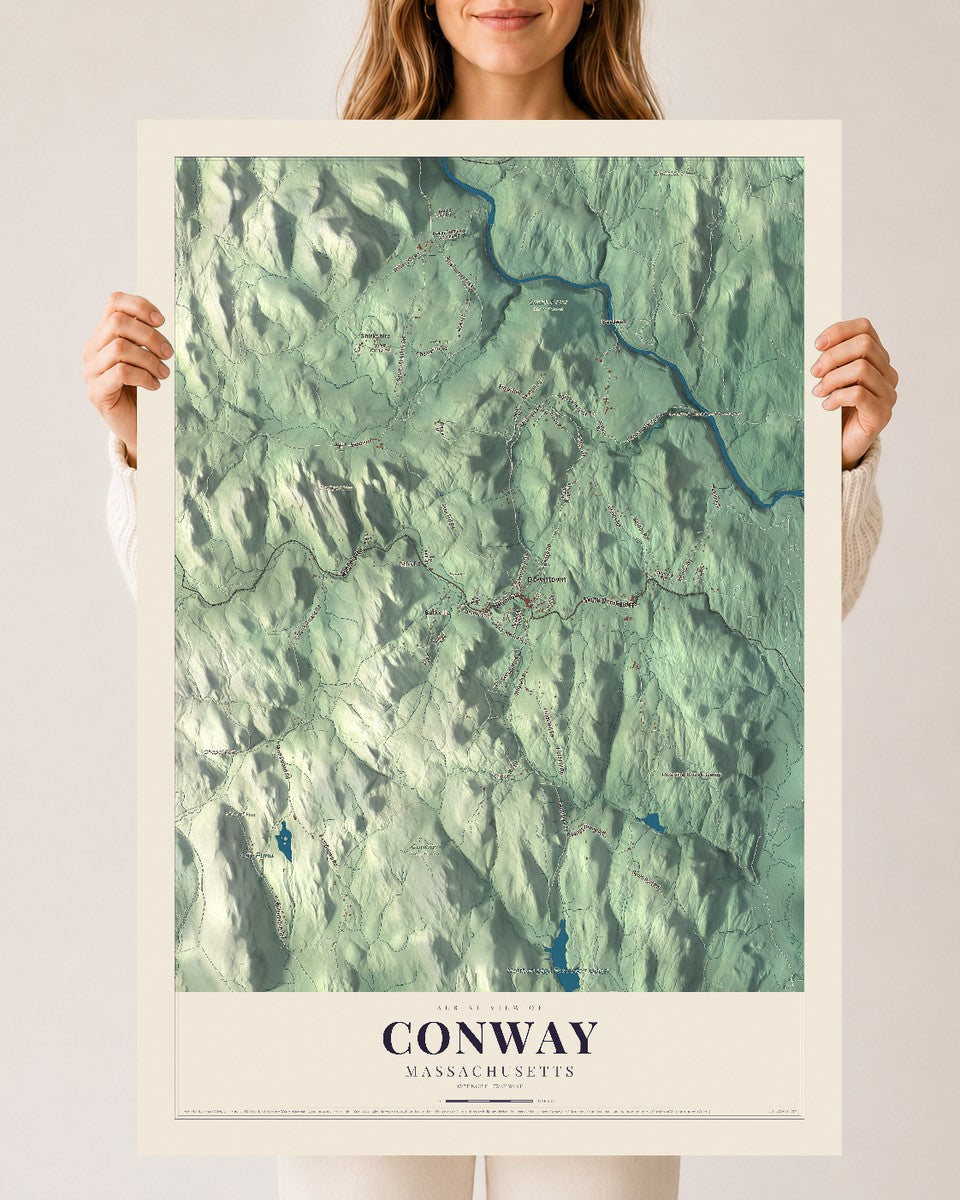 Conway, Massachusetts map print - 24 x 36 archival matte print