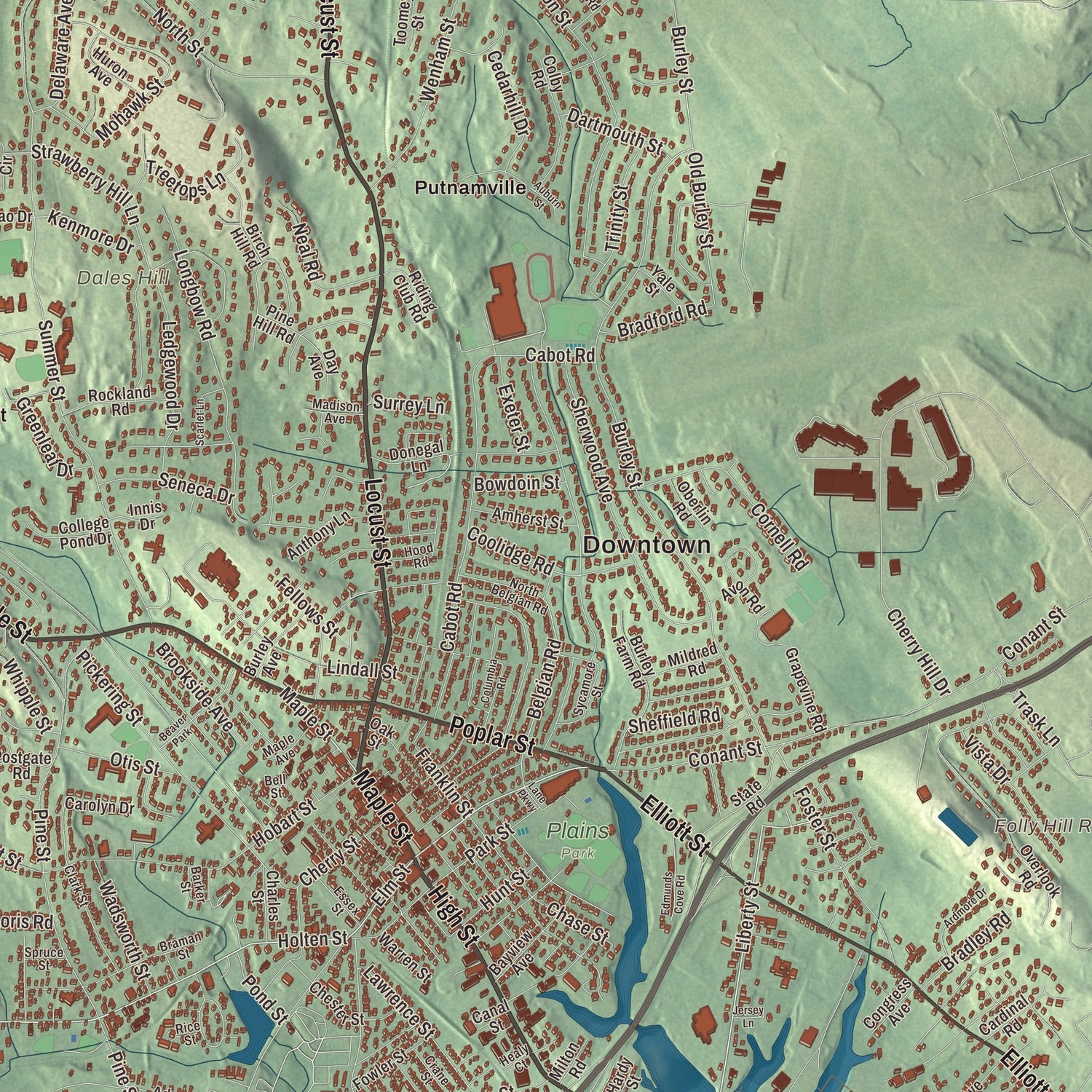 Street and neighborhood detail from the Danvers, Massachusetts map