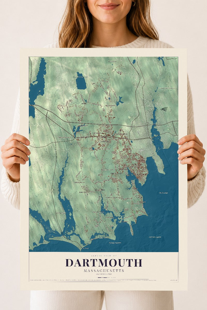 Dartmouth, Massachusetts map print - 18 x 24 archival matte print