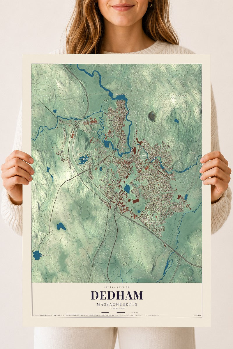 Dedham, Massachusetts map print - 18 x 24 archival matte print