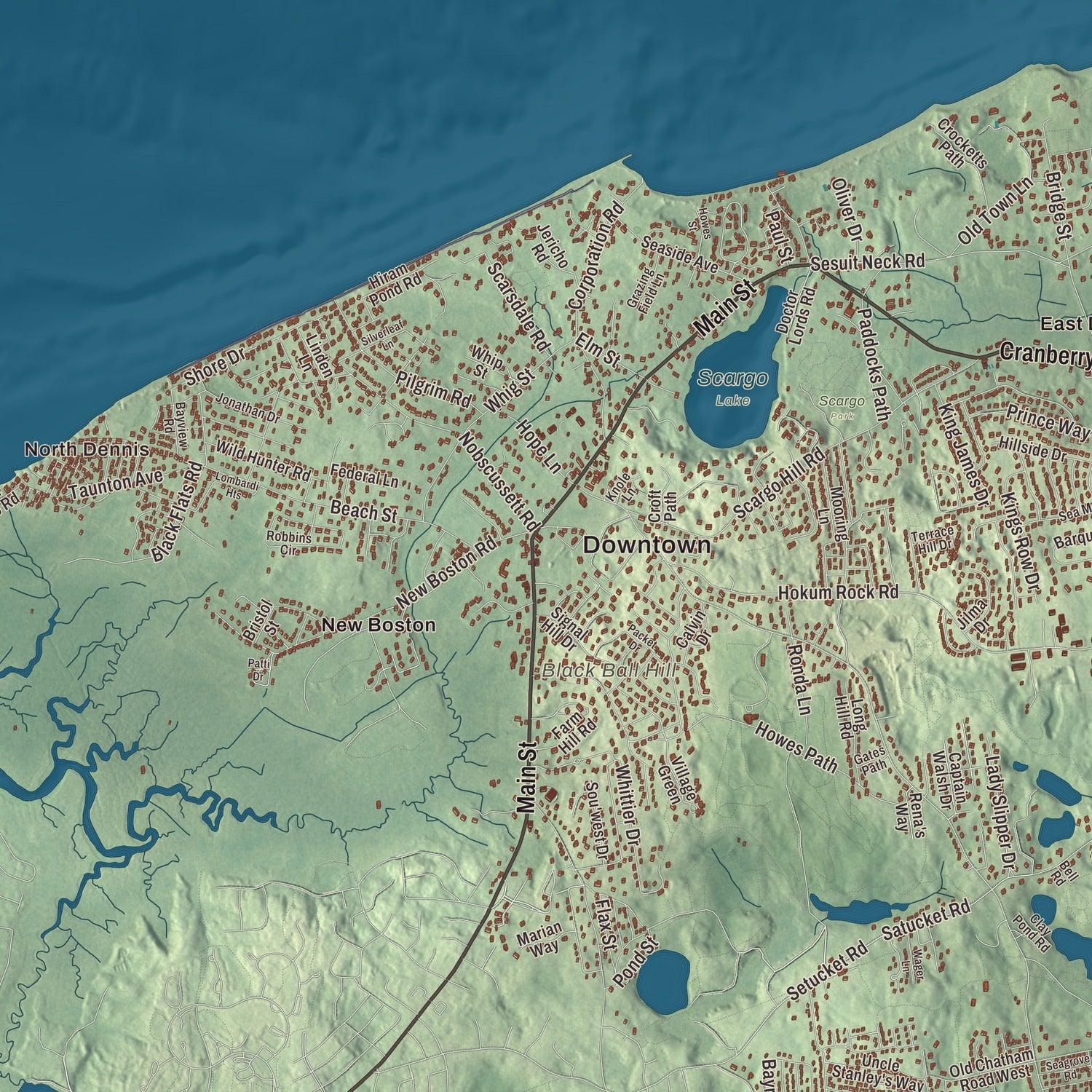 Street and neighborhood detail from the Dennis, Massachusetts map