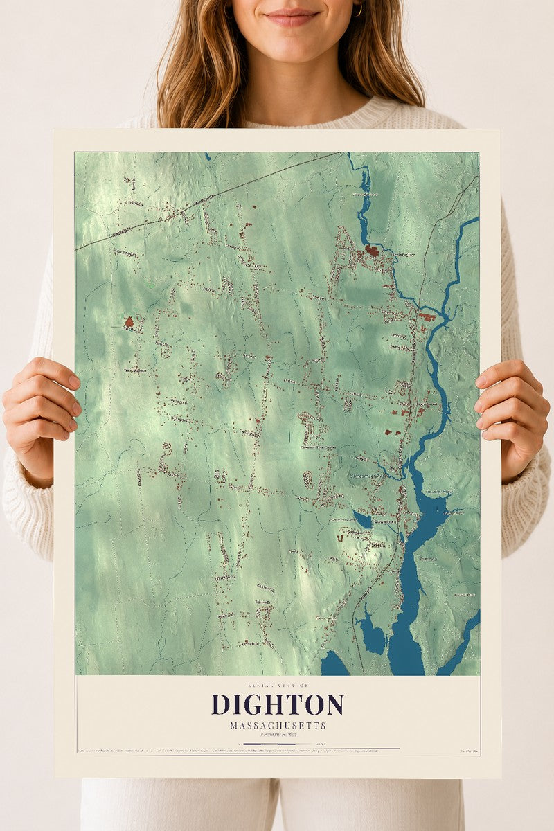Dighton, Massachusetts map print - 18 x 24 archival matte print
