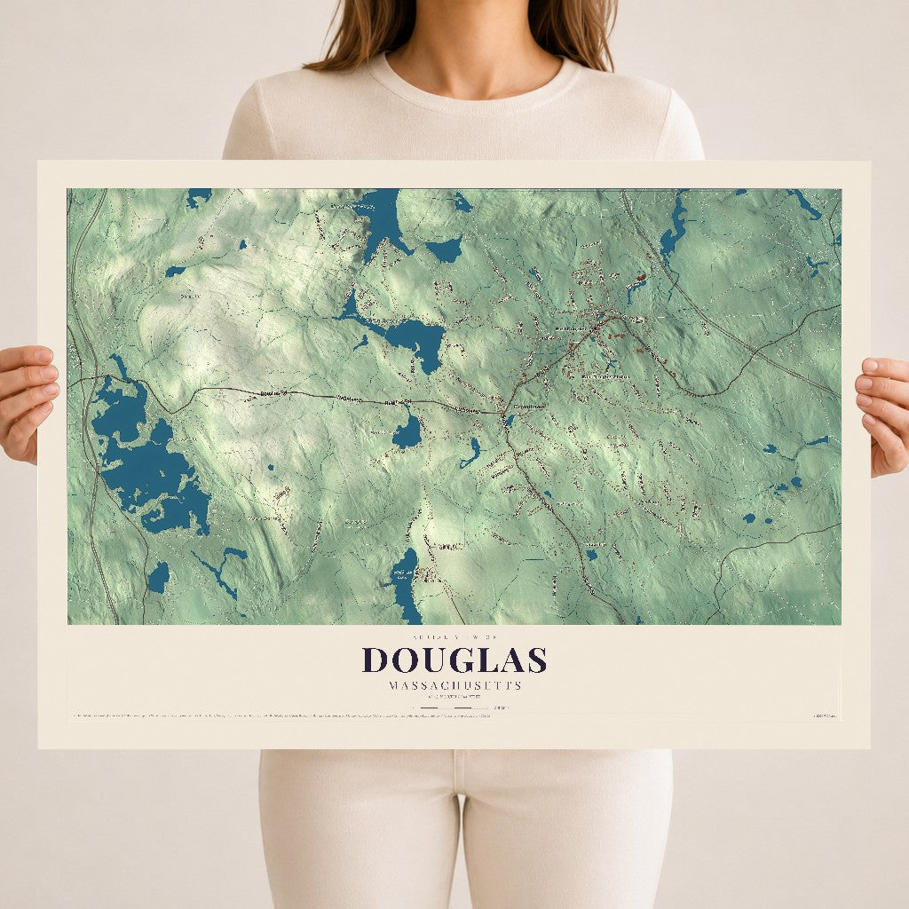 Douglas, Massachusetts map print - 18 x 24 archival matte print