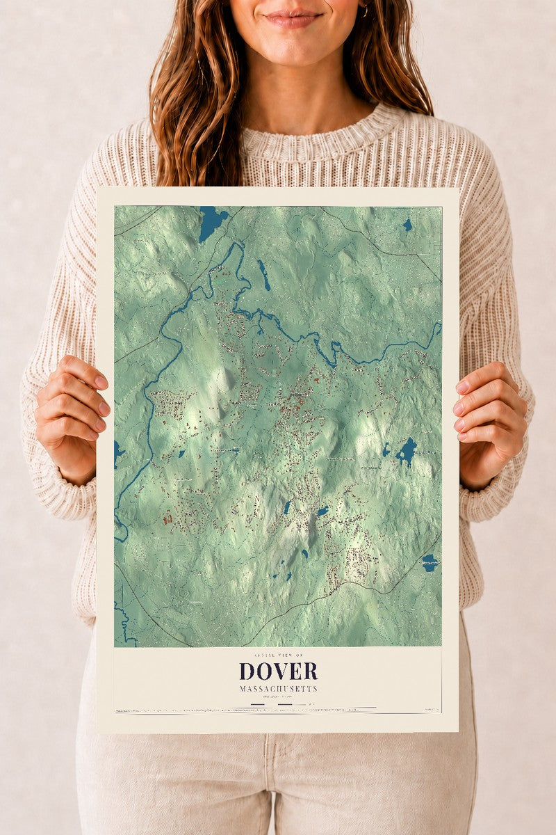 Dover, Massachusetts map print - 12 x 18 archival matte print