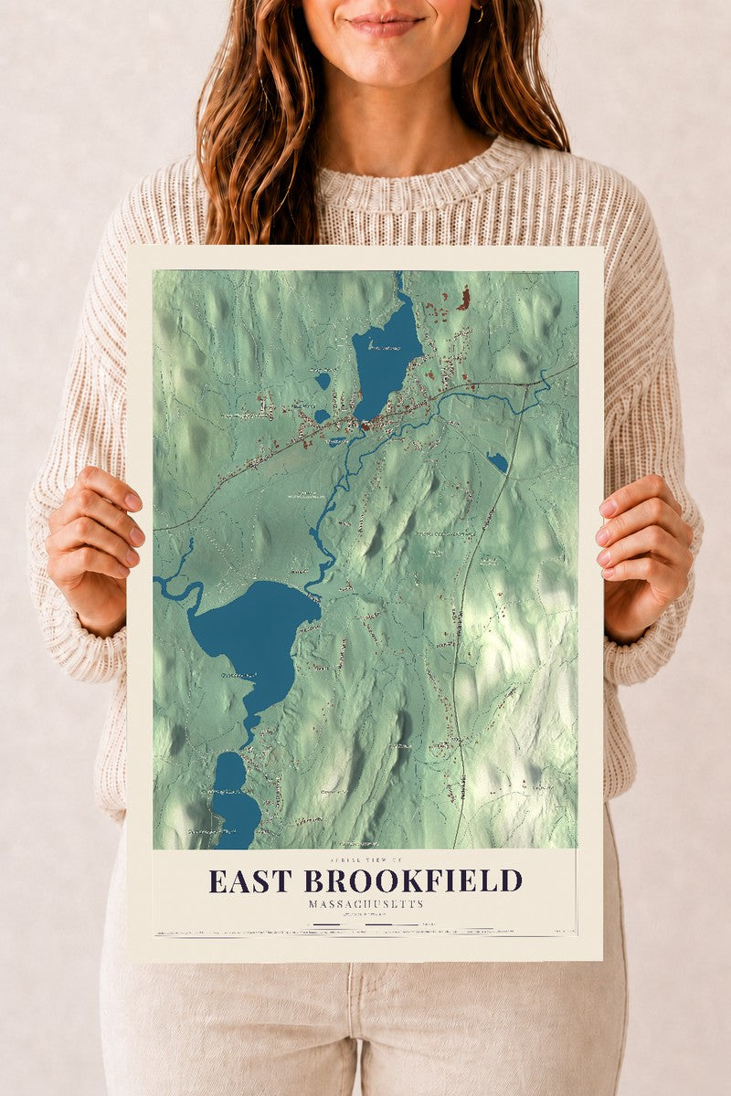 East Brookfield, Massachusetts map print - 12 x 18 archival matte print
