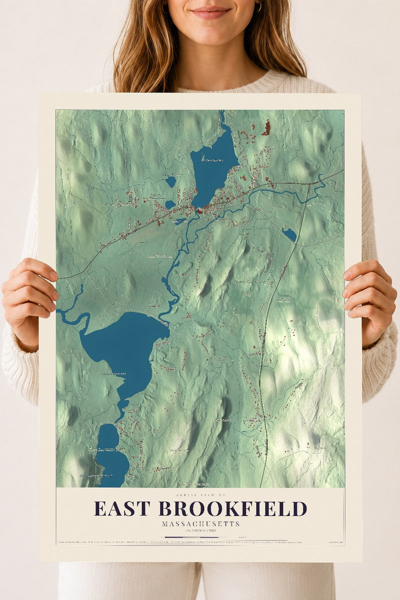 East Brookfield, Massachusetts map print - 18 x 24 archival matte print