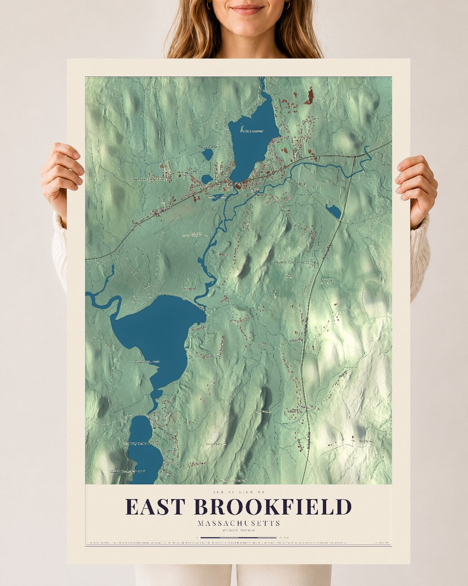 East Brookfield, Massachusetts map print - 24 x 36 archival matte print