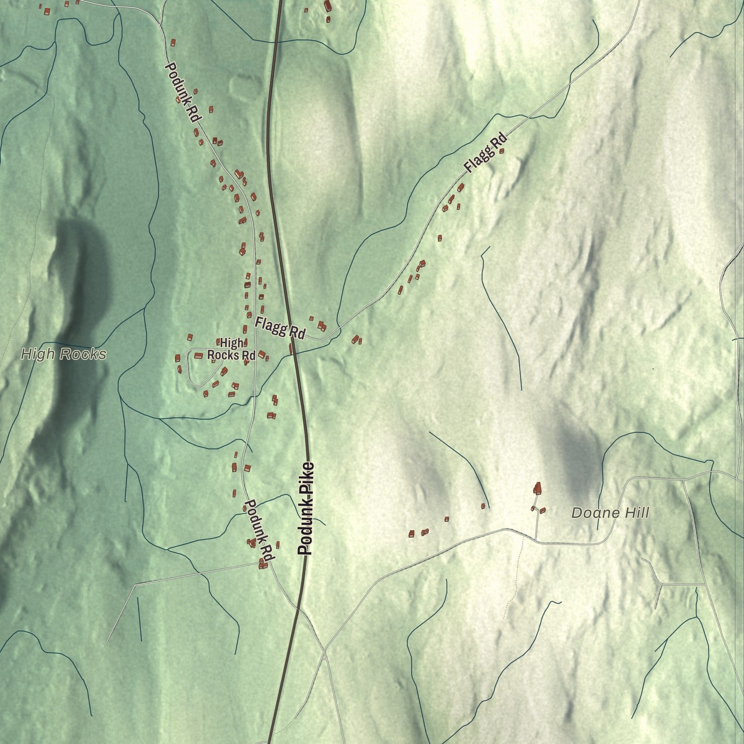 Terrain and local geography detail from the East Brookfield, Massachusetts map