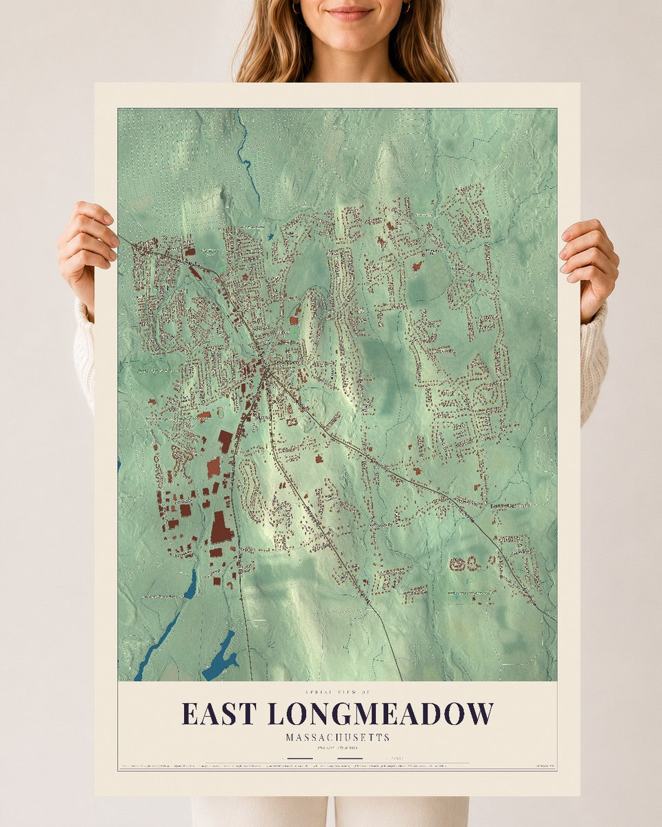 East Longmeadow, Massachusetts map print - 24 x 36 archival matte print