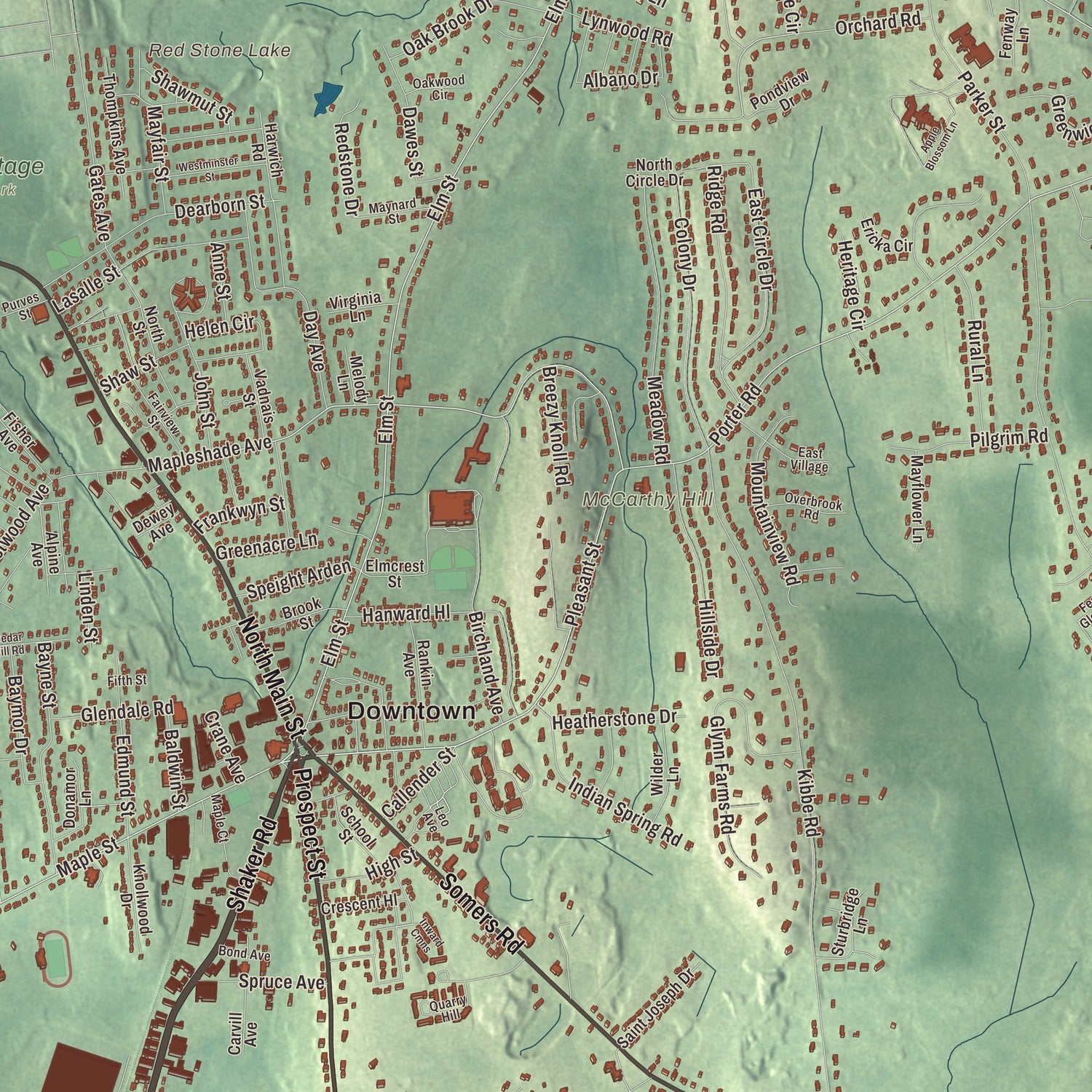 Terrain and local geography detail from the East Longmeadow, Massachusetts map