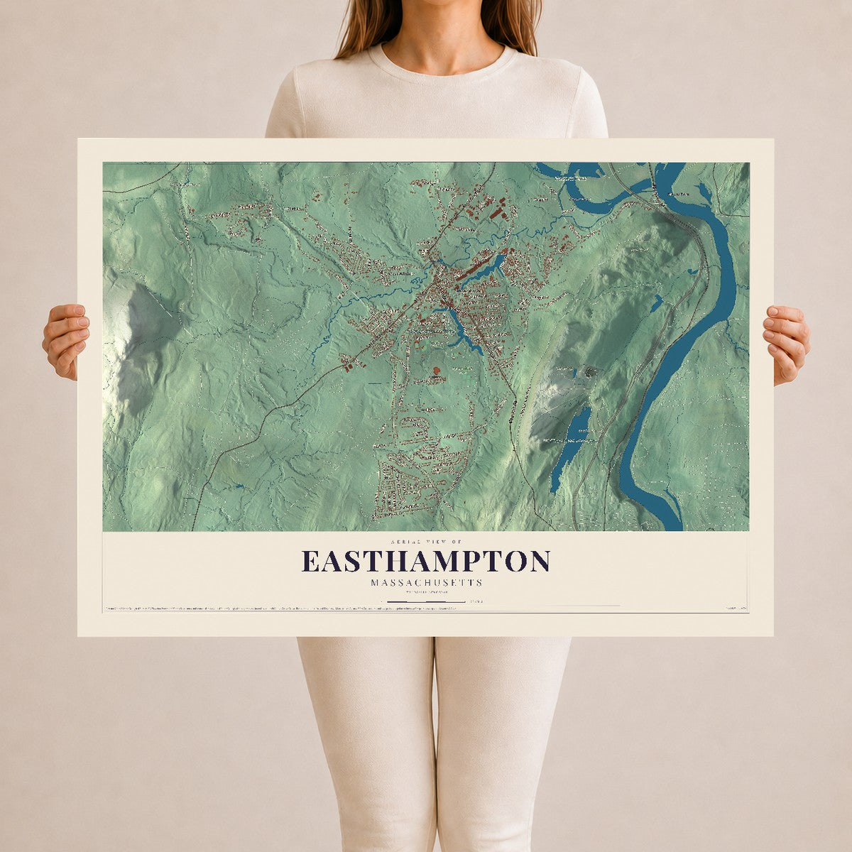 Easthampton, Massachusetts map print - 24 x 36 archival matte print