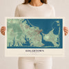Map of Edgartown, Massachusetts, 12 x 18 inch unframed archival matte print